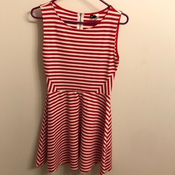 h&m red striped dress